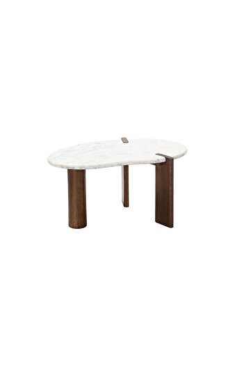 Danube Home Wren Marble Top Medium Coffee Table - White/Walnut, Solid Wood, Stylish Living Room Furniture