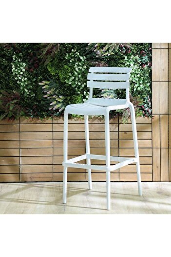 Danube Home Russo Bar Chair - Modern White Outdoor & Indoor Seating, Durable PP Material, 6-Month Warranty
