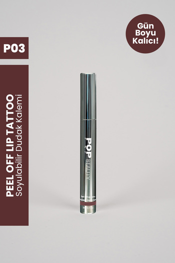 POP Beauty Soyulabilir Dudak Kalemi - Peel-Off Lip Tattoo, P03, KAHVERENGİ
