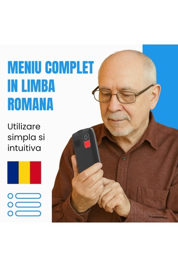 wirsen Seniors Mobile Phone, SOS Button, 2G, FM Radio, Camera, Bluetooth, Romanian Language Menu, Dual