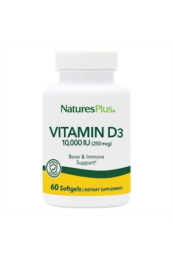 NaturesPlus Vitamin D3 (Cholecalciferol) - 10,000 iu, 60 Softgels - Maximum for Healthy Bone