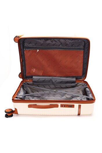 Prince Travelling Unbreakable PP Luggage Set of 3 (20/24/28”) 8 Wheels, Mobile Holder, Off White +1 Free Neck Pillow