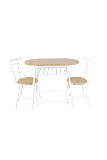 Danube Home Alyaz 1+2 Dining Set - Sonoma Oak/White, Engineered Wood, Table & 2 Chairs, Modern Design