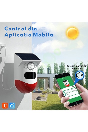 PRIMEDEO Solar Alarm Kit with Motion Sensor, with Remote Control, Mobile App Control, Alarm System and L