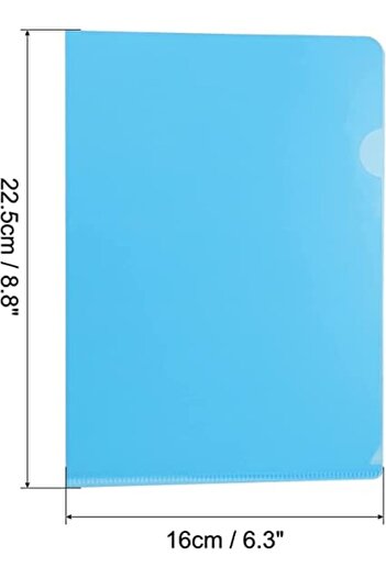 MARKQ A4 Plastic File L-Type Folder Clear Project Pockets Document Sleeve for Office, Blue (Pack of 12)