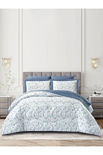 Donetella 6-Piece Cotton King Comforter Set 250x230cm – 350 GSM Fill, Elegant Print