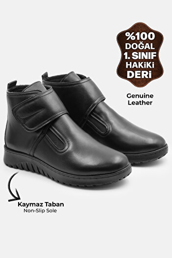 DeriWorld Hakiki 1.Sınıf Deri Kadın Bot Kaymaz Taban Anne Günlük Kadın Deri Bot