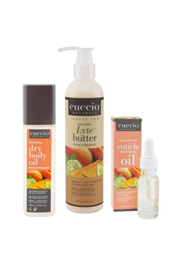 CUCCIO Mango & Bergamot 3-product set - Dry body oil, Lyte Butter ultra-fine body butter and Oil