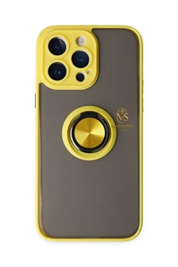 Massemr iPhone 14 Pro Max Case with Ring Transparent Silicone Magnetic Stand Luxury Premium Shock Absorbing Protection