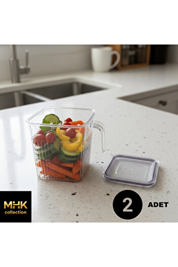 MHK Collection 2 Pieces Crystal Square Food and Food Storage Box 1.6 Lt