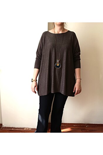 Butik Şans Oversize Italian Knitwear Blouse with Necklace Detail