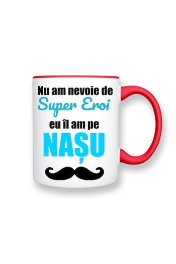 OEM Personalized mug with message: 'I don't need superheroes, I have my godfather', Betaprint, blue desi