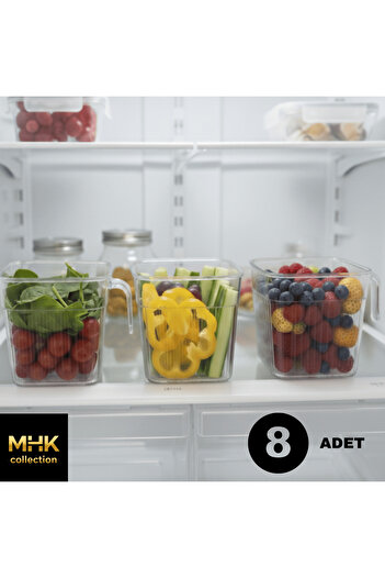 MHK Collection 8 Pieces Crystal Square Food and Food Storage Box 1.6 Lt
