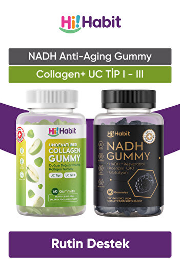 Hi Habit Nadh Coenzyme Q10 Glutathione, Resveratrol, Collagen Type1 - Type3 Vegan Supplement Food Set