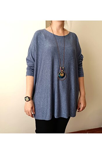 Butik Şans Oversize Italian Knitwear Blouse with Necklace Detail