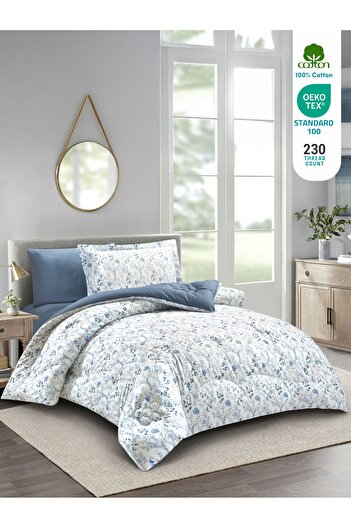 Donetella 4-Piece Cotton King Comforter Set 170x230cm – 350 GSM Fill, Elegant Print