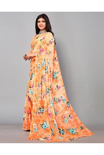 iza Light Orange Georgette Saree