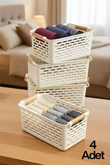 ego home 4 multi-purpose plastic handle organizer basket cabinet & drawer organizer white