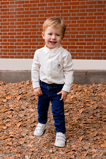 Miny Center White Baby Boy Shirt Bodysuit