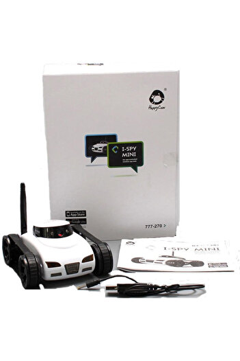 I-SPY سيارة دبابة صغيرة من A-Parts مزودة بجهاز تحكم عن بعد I Spy مع كاميرا فيديو بدقة 0.3 ميجابكسل وواي فاي 777-270، لون أبيض