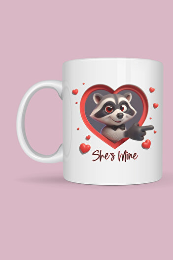 giftkonsept Raccoons in Love Printed Gift for Lover or Spouse Double Mug Set