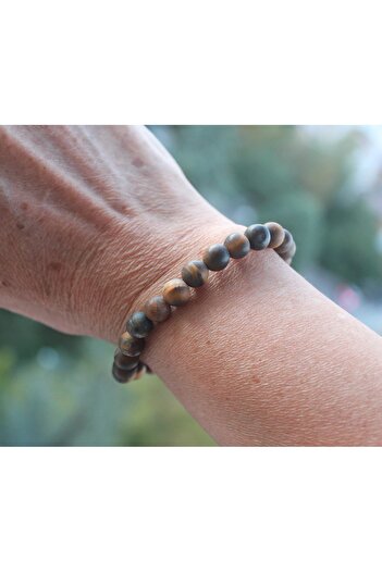 Altai Kahverengi Kaplan Gözü Doğal Taş Bileklik ( 8mm Naturel Mat )
