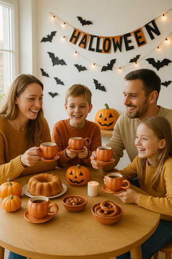 Hulganz Handmade Ceramic Mug Pumpkin / Pumpkin Tea Coffee Cup Mug Cup and Saucer Halloween