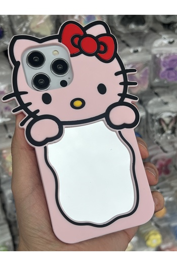 EDELFU Mirror Kitti Pattern Soft Dough Phone Case Compatible with iPhone 14 Pro Max and 13 Promax