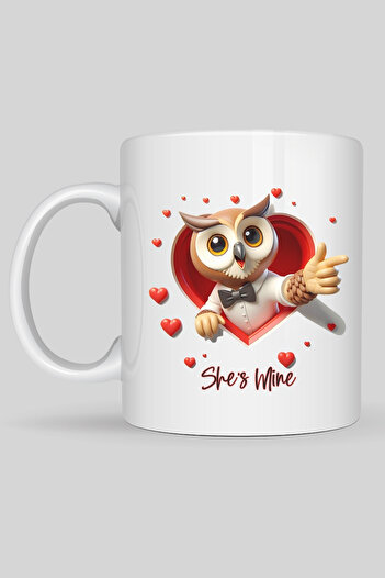 giftkonsept Romantic Owl Figured Gift for Dear Wife and Husband, Set of 2 Mugs