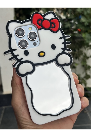 EDELFU Soft Phone Case with Mirrored Kitti Pattern Compatible with iPhone 15 Pro Max and 13 Promax, 14 Promax