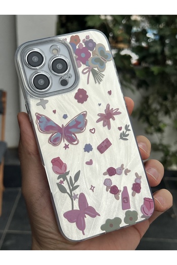 EDELFU iPhone 16 Pro Max - Feather Pattern Cute Printed Soft Sides Hard Back Case