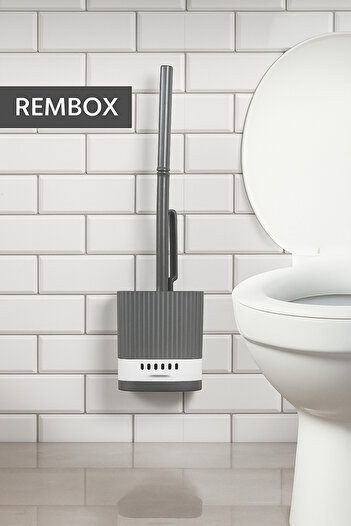 Rembox Non-Spill Adhesive Bathroom Sink Wc Cleaning Brush - 2-Pack Toilet Brush - Grey-Anthracite