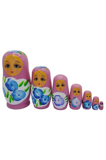 Dünyadan Hediyeler Wooden Matryoshka Doll Set of Seven Rose Pink