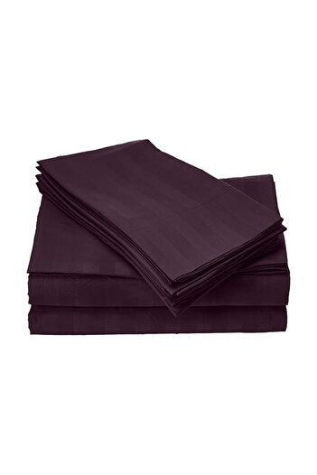 Kotonia Home Deco bed sheet, 100% cotton, Damask Satin, stripe size 1 cm, Purple, 150x240 cm