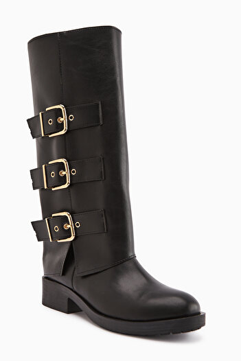 Limoya Adelina Women's Biker Boots with Black Leather Belt
