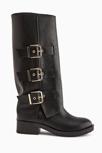 Limoya Adelina Women's Biker Boots with Black Leather Belt