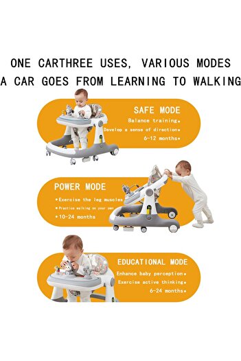 S Z F Store RUIXZSS Baby Walker, Foldable Baby Walker with Adjustable Height, Multi-Function Anti-Rollover Baby