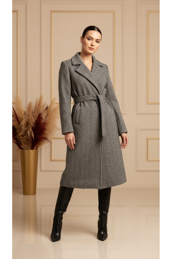 trendlina Long Coat with Belt at the Waist