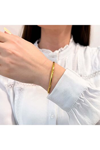 Bijuteria SORELLY Classic Fixed Silver Bangle Bracelet Gold Plated 18k
