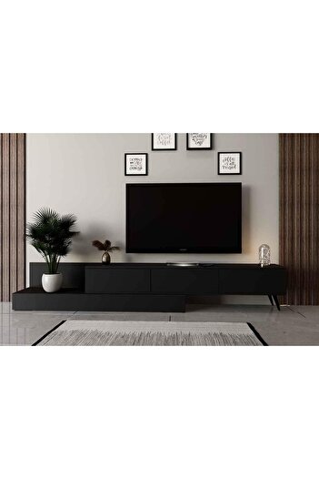 Stylish Home TV Cabinet Bookcase Design, Black - TV55