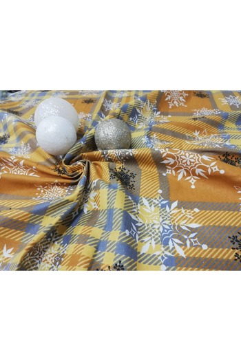Kotonia Home Snow tablecloth - 160x300 cm, 100% cotton, caramel with Christmas motifs