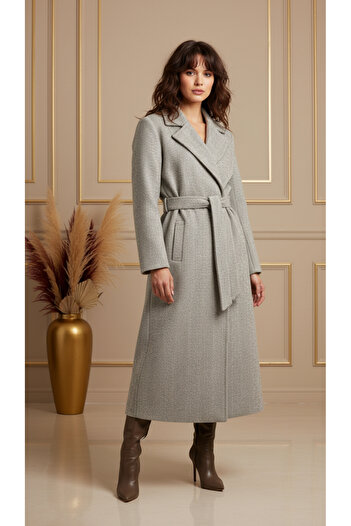 trendlina Long Coat with Belt at the Waist