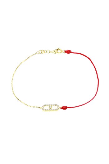 Bijuteria SORELLY 18k Gold-Plated Silver Cord and Chain Bracelet with Geometric Design