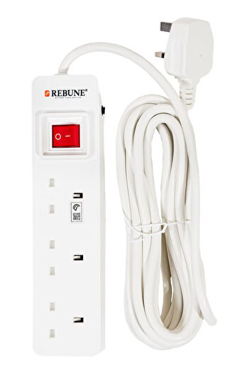 rebune 3-Port Power Extension with a 5-Meter Cable and 2990W Power RE600-5M