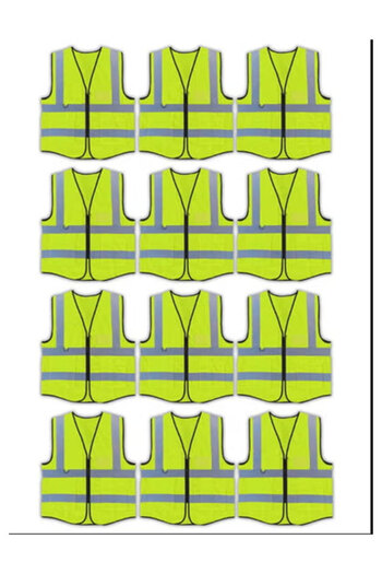 Generic Pack of 12 High Visibility Multi Use Vest Safety and Utility in Bright Yellow