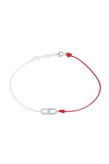 Bijuteria SORELLY 18k Gold-Plated Silver Cord and Chain Bracelet with Geometric Design