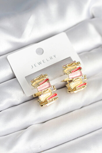Bernami Special Enamel Colored Gold Brass Women's Earrings Offer!! !