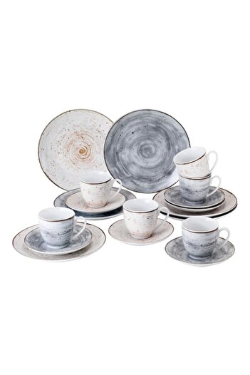 Van Well Dinner set for 6 people, 18 pieces, Van Well, Beige-Blue Striped
