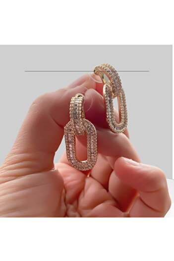 VEGALUXE Steel Ring Zircon Stone Earrings