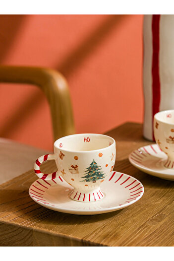 LC Waikiki Vizyon New Season New Year's Themed Porcelain Coffee Cup Set for 2 People 90 ml